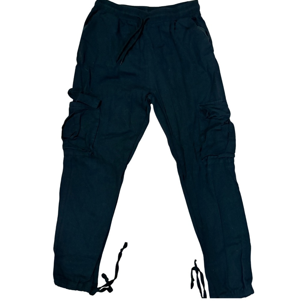 Cargo Pants Classic Black Joggers Drawstring Waist & Pants Leg Women’s Size